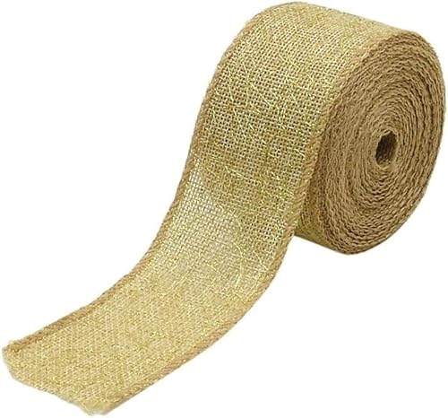 Bänder for Basteln, Sackleinen-Geschenkband, natürliches Juteband 50 mm for Hochzeiten(Gold) von LyzqxHL