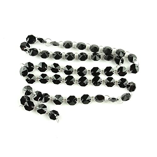 LyzqxHL Kristalle for Kronleuchter, Kronleuchter-Kristallprismen-Anhänger, 5 Meter, Girlande, Strang, hängende Glasperlen, Beleuchtungslampen, Ersatzteile(Black) von LyzqxHL