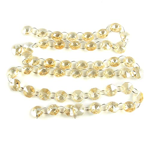 LyzqxHL Kristalle for Kronleuchter, Kronleuchter-Kristallprismen-Anhänger, 5 Meter, Girlande, Strang, hängende Glasperlen, Beleuchtungslampen, Ersatzteile(Gold Champagne) von LyzqxHL