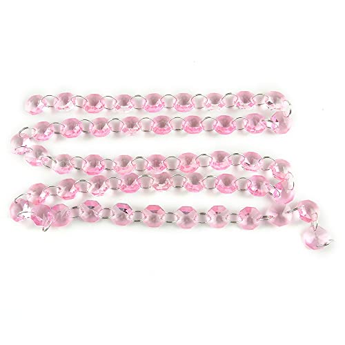 LyzqxHL Kristalle for Kronleuchter, Kronleuchter-Kristallprismen-Anhänger, 5 Meter, Girlande, Strang, hängende Glasperlen, Beleuchtungslampen, Ersatzteile(Pink) von LyzqxHL