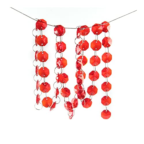 LyzqxHL Kristalle for Kronleuchter, Kronleuchter-Kristallprismen-Anhänger, 5 Meter, Girlande, Strang, hängende Glasperlen, Beleuchtungslampen, Ersatzteile(Red) von LyzqxHL