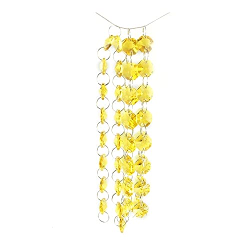 LyzqxHL Kristalle for Kronleuchter, Kronleuchter-Kristallprismen-Anhänger, 5 Meter, Girlande, Strang, hängende Glasperlen, Beleuchtungslampen, Ersatzteile(Yellow) von LyzqxHL