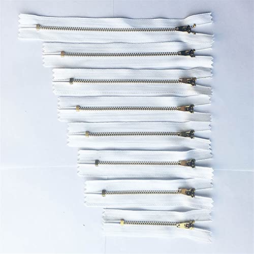LyzqxHL Reißverschluss for Nähen, 5 Stück 3# 7 cm, 9 cm, 12 cm, 13 cm, 15 cm, 18 cm Metallreißverschlüsse mit automatischer Verriegelung for Jeans, Schuhe, Jeansröcke(Metal Zip White,18cm) von LyzqxHL
