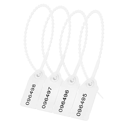100 Stück Kunststoff Tamper Seals Nummerierte Sicherheitsschilder Kabelbinder für Feuerlöscher Pull Tite Sicherheitslaschen Einweg Selbstsichernde Sicherheitsdichtungen (Weiß) von Lzbignun