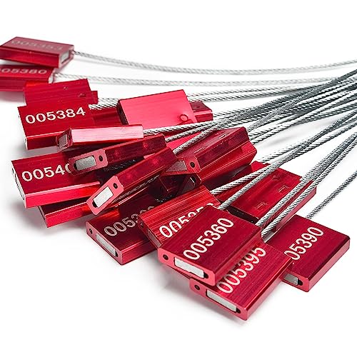500 Sicherheitssiegel Metall Kabeldichtungen nummerierte Versandanhänger Pull-Tite Anhängerdichtungen Metalldraht Tags manipulationssichere Dichtungen, Rot 500 Sicherheitssiegel Metall Kabeldichtungen nummerierte Versandanhänger Pull-Tite Anhängerdichtungen Metalldraht Tags manipulationssichere Dichtungen, Rot von Lzbignun