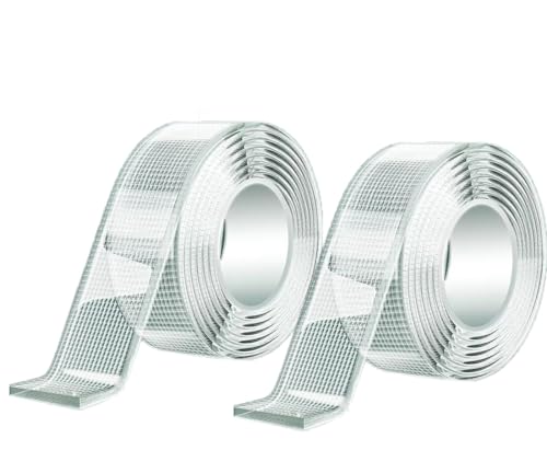 LznYi Verbessertes Nano Doppelseitiges Klebeband - Hochleistungs-Filamentband, Transparentes Klebeband für Wände/Poster/Wandbefestigung/Bastelarbeiten (3cmx3m-2pack) von LznYi