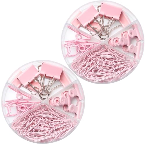 2-teiliges Büroklammern-Set, Bürobedarf, Schreibtischzubehör (Rosa) von Lzzabo