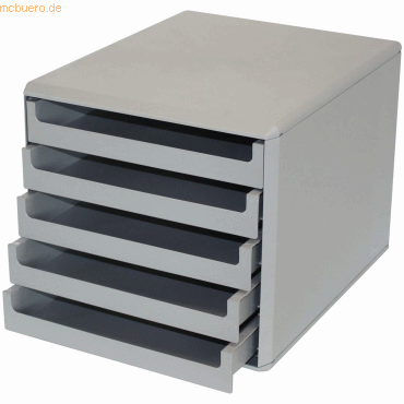 M+M Schubladenbox La Prima 5 Schübe RC-Kunststoff grau/grau von M+M