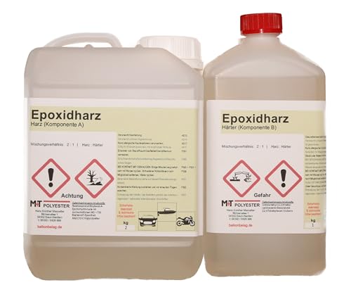 3 kg Epoxidharz-2K Gießharz Rissharz Laminierharz Estrich Risse UV-Stabilisiert von M+T POLYESTER