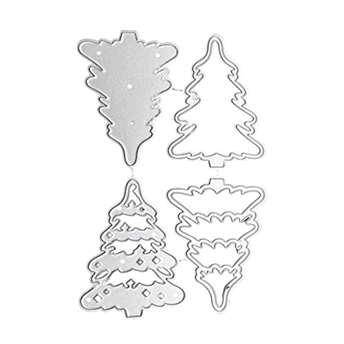 4 Stück Weihnachtsbaum-Metall-Stanzformen, Merry Christmas Tree DIY Schneiden zum Prägen von Kartenherstellung, Foto-Dekorative Papierschablonen Scrapbooking von M/M