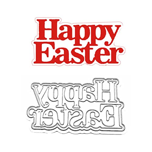 Happy Easter Metall-Stanzformen, Oster-Stanzformen für Kartenherstellung, Happy Easter Words Stanzschablonen für DIY, Scrapbooking, Kartenherstellung, Album von M/M