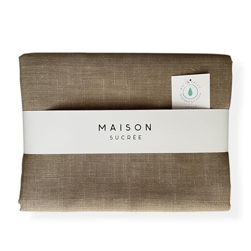 Maison Sucrée Fleckabweisende Tischdecke 155 x 180 cm – wasserabweisend mit Baumwolleffekt – waschbar ohne Bügeln – 6/8 Plätze – Made in Italy (Natur) von M . S Maison Sucrée