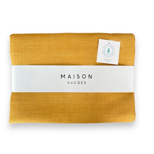 Maison Sucrée Fleckabweisende Tischdecke 155 x 180 cm – wasserabweisend mit Baumwolleffekt – waschbar ohne Bügeln – 6/8 Plätze – Made in Italy (Ocker) von M . S Maison Sucrée