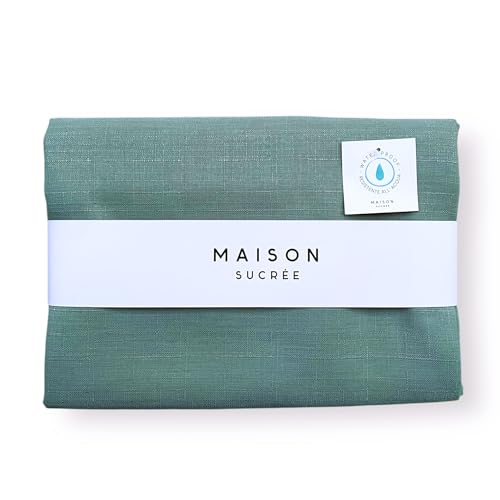 Maison Sucrée Tischdecke, schmutzabweisend, 155 x 180 cm – wasserabweisend mit Baumwolleffekt – waschbar ohne Bügeln – 6/8 Plätze – Made in Italy (Salbeigrün) von M . S Maison Sucrée