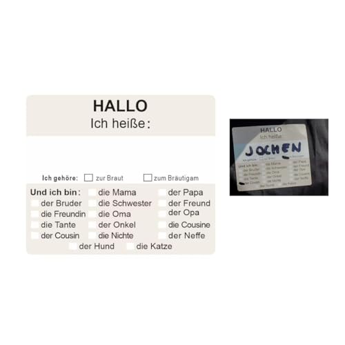 Hochzeits-Namensaufkleber, Personalisierbare Gästesticker mit Beziehungsauswahl, Sage-Grün, Selbstklebend (Beige) von M Diagne