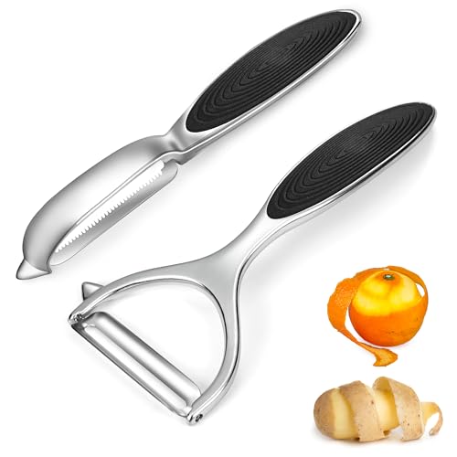M Jingmei Gemüseschäler Kartoffelschäler für die Küche, Schwenkbarer Scharfer Edelstahlschäler, Y und I 2-teiliges Schälerset, Rutschfester Griff M Jingmei Gemüseschäler Kartoffelschäler für die Küche, Schwenkbarer Scharfer Edelstahlschäler, Y und I 2-teiliges Schälerset, Rutschfester Griff von M JINGMEI
