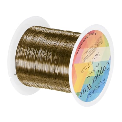 M METERXITY 0.2mm Schmuckdraht 32 Gauge 328FT Basteldraht Kupferdraht Für Schmuckherstellung/Bepflanzung/Weben/DIY Basteln Weicher Metalldraht [100M Bronze Farbton] von M METERXITY