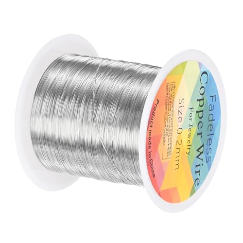 M METERXITY 0.2mm Schmuckdraht 32 Gauge 328FT Basteldraht Kupferdraht Für Schmuckherstellung/Pflanzenbindung/Weben/DIY Basteln Weicher Metalldraht [100M Silberweiß] von M METERXITY
