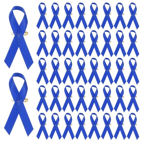 M METERXITY 100er-Pack Blaue Awareness-Schleifen, Satin-Schleife mit Sicherheitsnadeln für Wohltätigkeitsveranstaltungen, öffentliche/soziale Veranstaltungen von M METERXITY