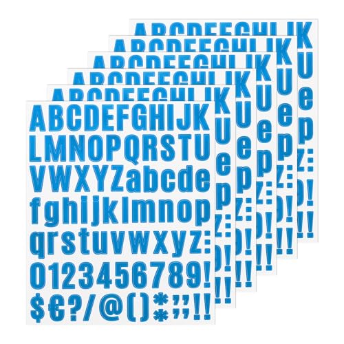 M METERXITY 12-Bögen Buchstabensticker, 1 Zoll Vinyl Briefkasten Alphabet Sticker Alphabet Aufkleber für Bastelkarte, Vinyl Sticker[972 Stück, Hellblau] von M METERXITY