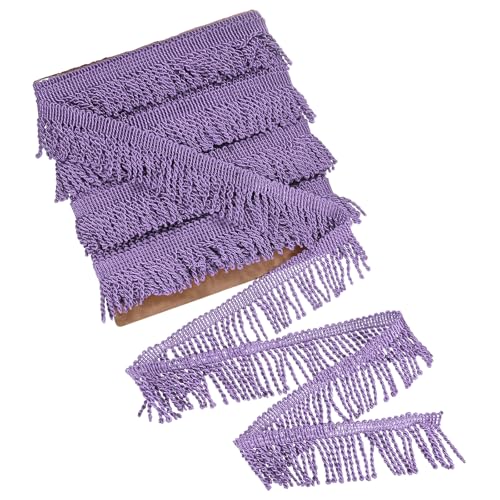 M METERXITY 12 Yards Vorhang Fransen Fransenborte 5,6 cm breit Polyester Fransen Boho Spitze Nähen Fransen Trimmen Quaste Fransenborte für Taschen/DIY Dekoration/Rock/Sofa/Kleidung [Hellviolett] von M METERXITY