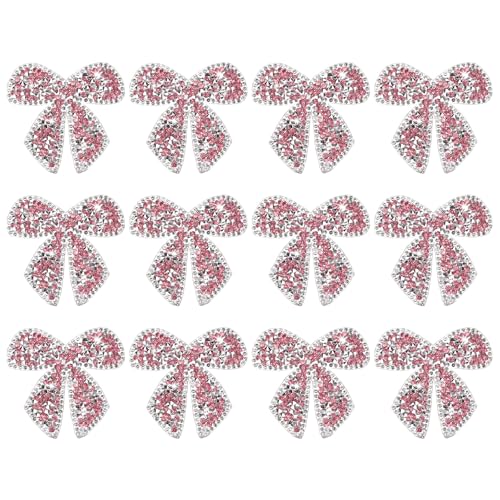 M METERXITY 12 x Strass-Schleifenknoten-Aufnäher zum Aufbügeln, 6 cm, Rosa, selbstklebende Applikationen, Strass, Glitzer, Schleifenknoten, Flicken für Heimwerker, Handwerk, Kleidung, Reparatur M METERXITY 12 x Strass-Schleifenknoten-Aufnäher zum Aufbügeln, 6 cm, Rosa, selbstklebende Applikationen, Strass, Glitzer, Schleifenknoten, Flicken für Heimwerker, Handwerk, Kleidung, Reparatur von M METERXITY