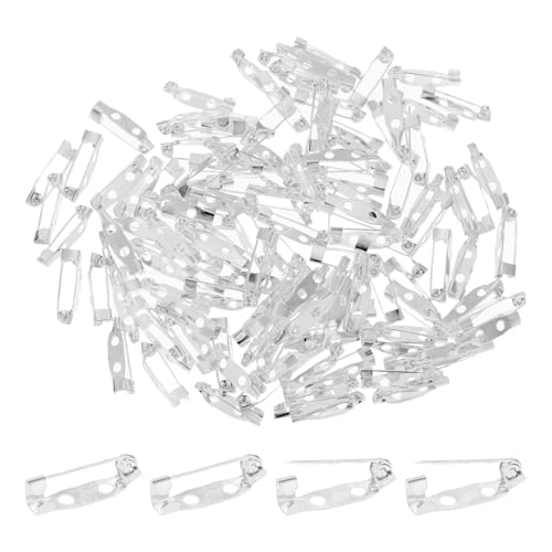 M METERXITY 120 Stück Stabnadeln, 0,8 Zoll Broschenstifte Sicherheitsverschluss für Abzeichen/Korsage/DIY Basteln Nähen Stoff, Metall Boutonnieren Sicherheitsverschluss [20mm, Silberton] von M METERXITY