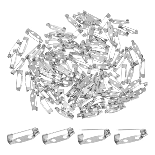 M METERXITY 120 Stück Stabnadeln, 0,8 Zoll Broschenstifte Sicherheitsverschluss für Abzeichen/Korsagen/DIY Basteln Nähen Stoff, Metall Anstecknadeln Sicherheitsverschluss [20mm, Silber Weiß] von M METERXITY