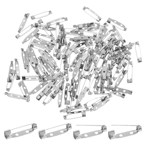 M METERXITY 120 Stück Stabnadeln, 1 Zoll Broschenstifte Sicherheitsverschluss für Abzeichen/Namensschilder/Korsagen/DIY Basteln Nähen Stoff, Metall Schließnadeln [25mm, Silber Weiß] von M METERXITY