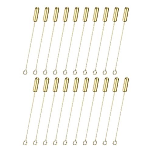 M METERXITY 20er-Pack Broschenstifte, 2 Zoll Kupferlange Nadelösenstifte mit Stopper-Enden für DIY-Kleidung/Zubehör/Anzugskrawatte/Hut/Schal/Schmuck, gerade Flache Kopfnadeln [Rohmessing] von M METERXITY