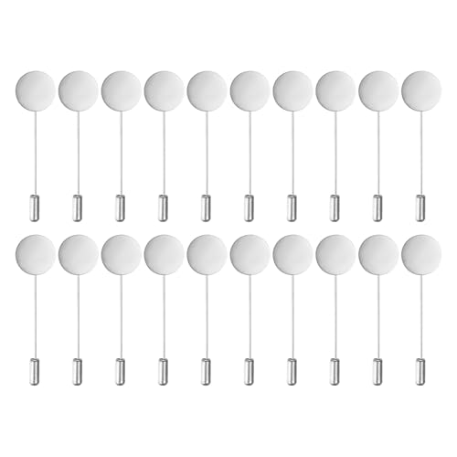 M METERXITY 20er-Pack Flache Runde Tablett Reversnadel, Legierung DIY Boutonniere Pins für Anzug/Hut/Krawatte/Schal Abzeichen, Nadel-Korsage Sicherheitsnadel Blank Brosche [50mm, Silberton] von M METERXITY