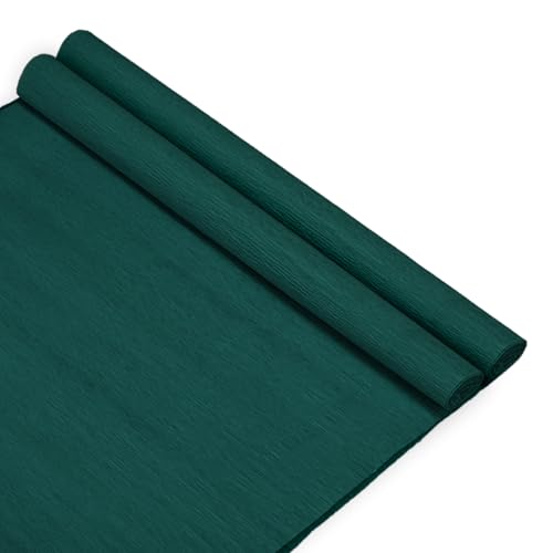 M METERXITY 2er-Pack Krepppapier, 8,2ft x 20" / 250 x 50cm (LxB) Weiches Breites Krepppapier Streamer Blatt, Dekorativer Bastelstreamer für Basteln/Blumenherstellung/Dekoration [Dunkelgrün] von M METERXITY