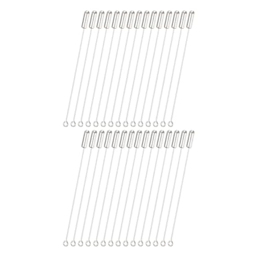 M METERXITY 30er-Pack Broschenstifte, 2,8 Zoll Kupferlange Nadelösenstifte mit Stopper-Enden für DIY-Kleidung/Zubehör/Krawatte/Hut/Schal/Schmuck, gerade Flache Kopfstifte [Bright Silver] von M METERXITY