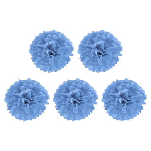 M METERXITY 5er Pack Tissue Pom Poms Blumen - Hochzeitsdekoration, langlebig & schön, geeignet für Geburtstag/Party/Hochzeit (20 cm, Blau) von M METERXITY