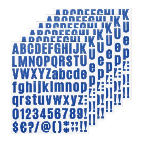M METERXITY 6 Blätter Buchstaben Aufkleber, 1 Zoll Vinyl Briefkasten Alphabet Aufkleber Aufkleber für Bastelkarte, Vinyl Aufkleber[486 Stück, Dunkelblau] von M METERXITY