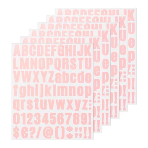 M METERXITY 6-Bögen Buchstabensticker, 1 Zoll Vinyl Briefkasten Alphabet Sticker Buchstaben-Aufkleber für Bastelkarte, Vinyl-Aufkleber[486 Stück, Pink] von M METERXITY
