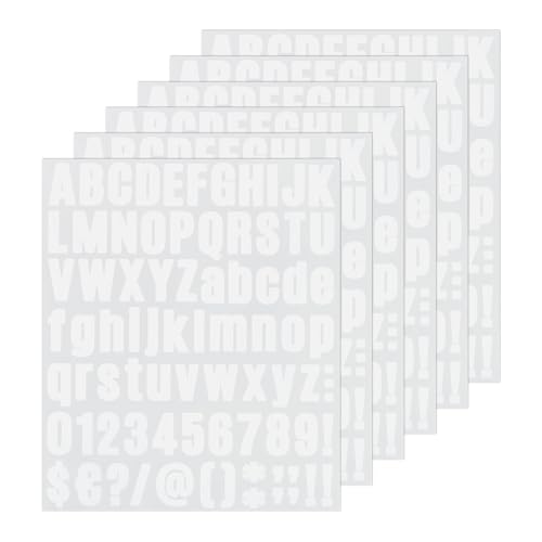 M METERXITY 6-Bögen Buchstabensticker, 1 Zoll Vinyl Briefkasten Buchstabensticker für Briefkasten/Schild/Adresse/Bastelkarte, Vinylsticker[486 Stück, Weiß] von M METERXITY