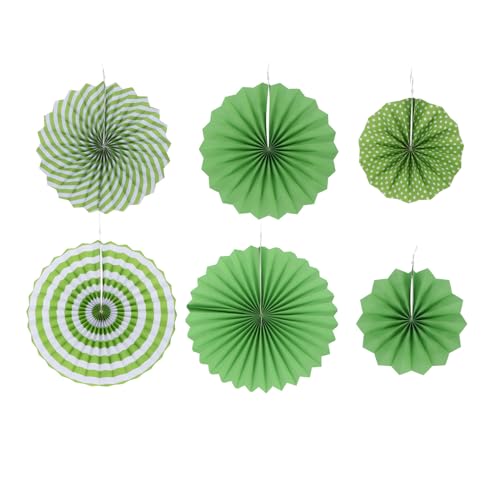 M METERXITY 6 in 1 Papierfächer - Runde Fächer zur Dekoration zum Aufhängen, geeignet für Hochzeiten/Feiertage/Jubiläen/Heimdekoration (8"/12"/16", Grün) von M METERXITY