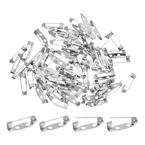 M METERXITY 60 Stück Bar Pins, 0,8 Zoll Broschenstifte Sicherheitsverschluss für Abzeichen/Korsage/DIY Basteln Nähen Stoff, Metall Anstecknadeln Sicherheitsverschluss [20mm, Silber Weiß] von M METERXITY