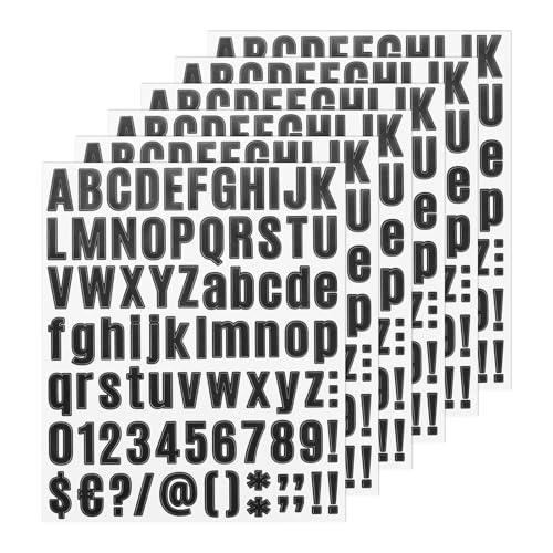 M METERXITY 8-Bögen Buchstabensticker, 1 Zoll Vinyl Briefkasten Buchstabensticker für Briefkasten/Schild/Adresse/Bastelkarte, Vinylsticker[648 Stück, Schwarz] von M METERXITY