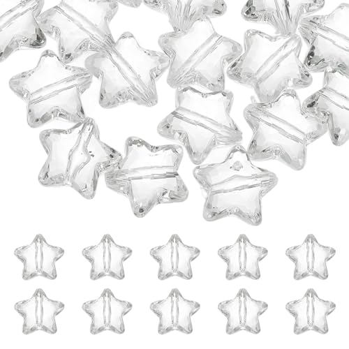 M METERXITY Acryl-Sternperlen, 28 mm, Kristall-Sternperlen für Schmuckherstellung, Armband, Halskette, DIY, Handwerk, transparent, 20 Stück M METERXITY Acryl-Sternperlen, 28 mm, Kristall-Sternperlen für Schmuckherstellung, Armband, Halskette, DIY, Handwerk, transparent, 20 Stück von M METERXITY