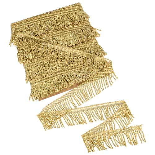 M METERXITY Fransenborte für Vorhänge, 5,6 cm breit, Polyester, Boho-Spitze, Nähen, Fransenborte für Taschen, DIY-Dekoration, Rock, Sofa, Kleidung, Braun, 12 Meter von M METERXITY