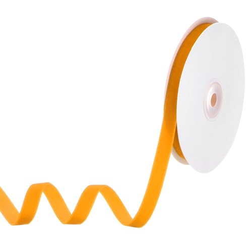 M METERXITY Gelbes Samtband, 10 Yards 3/8" Breites Nylon Einseitiges Dünnes Samtband zum Geschenkverpacken, Hochzeitsstrauß, Haarschleifen, Kranzdekoration DIY Bastelstoffbänder von M METERXITY