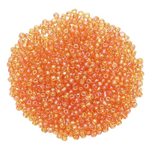 M METERXITY Glas-Rocailles, 2 x 1,4 mm, Mini-Glasperlen für DIY-Ohrringe, Halsketten, Armbänder, Schmuckherstellung, Orange, 2000 Stück von M METERXITY