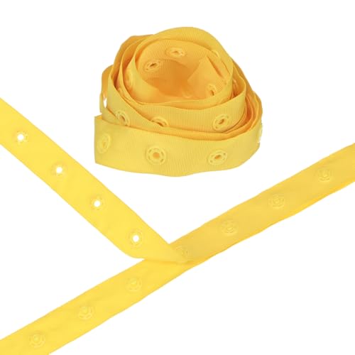 M METERXITY Kunststoff-Druckknöpfe, 2 Yards Kunststoff-Druckknöpfe, Polyesterband Haken & Ösen Reißverschluss Popper Druckknopfverschluss zum Nähen/Kleidung/Stoff [Gelb, 25mm Abstand] von M METERXITY