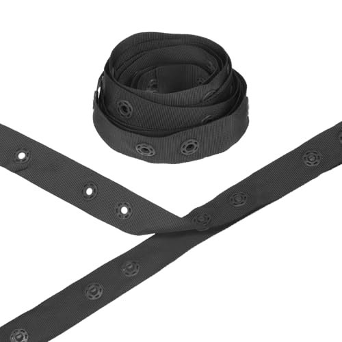 M METERXITY Kunststoff-Druckknöpfe, 2 Yards Kunststoff-Druckknöpfe, Polyesterband Haken & Ösen Reißverschluss Popper Druckknopfverschluss zum Nähen/Kleidung/Stoff [Schwarz, 36mm Abstand] von M METERXITY