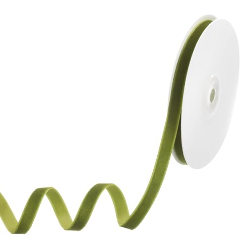 M METERXITY Olivgrünes Samtband, 10 Yards 3/8" Breites Nylon Einseitiges Dünnes Samtband für Geschenkverpackung, Hochzeitsstrauß, Haarschleifen, Kranzdekoration DIY Bastelstoffbänder M METERXITY Olivgrünes Samtband, 10 Yards 3/8" Breites Nylon Einseitiges Dünnes Samtband für Geschenkverpackung, Hochzeitsstrauß, Haarschleifen, Kranzdekoration DIY Bastelstoffbänder von M METERXITY