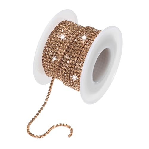 M METERXITY Strassstein-Nahkette, 2 mm 10 Yards Einreihige Verzierungskralle Kette, Kristallkralle Cup Kette Rolle für Näharbeiten/DIY-Dekoration/Schmuckherstellung [Champagnerfarbe] von M METERXITY