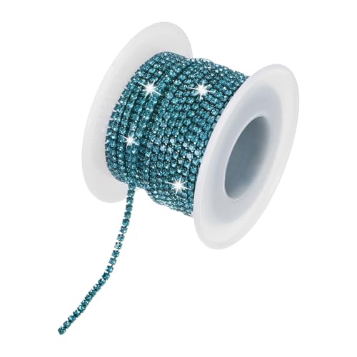 M METERXITY Strassstein-Nahkette, 2 mm 10 Yards Einreihige Verzierungskralle Kette, Kristallkralle Cup Kette Rolle für Näharbeiten/DIY-Dekoration/Schmuckherstellung [Porous Blue] von M METERXITY