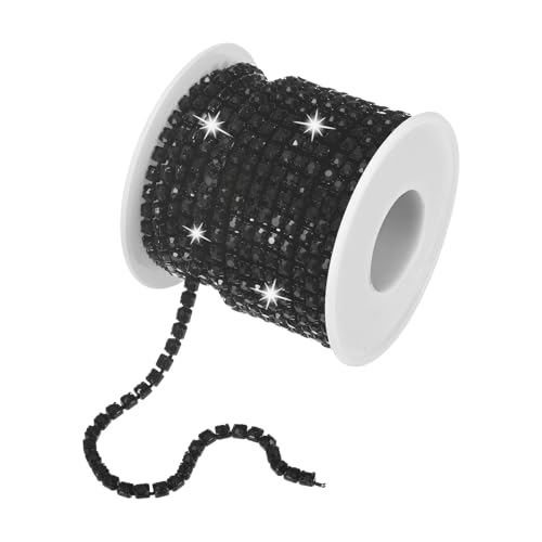 M METERXITY Strassstein-Nahkette, 2 mm 10 Yards Einzelreihe Verzierung Klaue Kette, Kristall Klaue Cup Kette Rolle für DIY Dekoration/Schmuckhandwerk [Schwarz] von M METERXITY